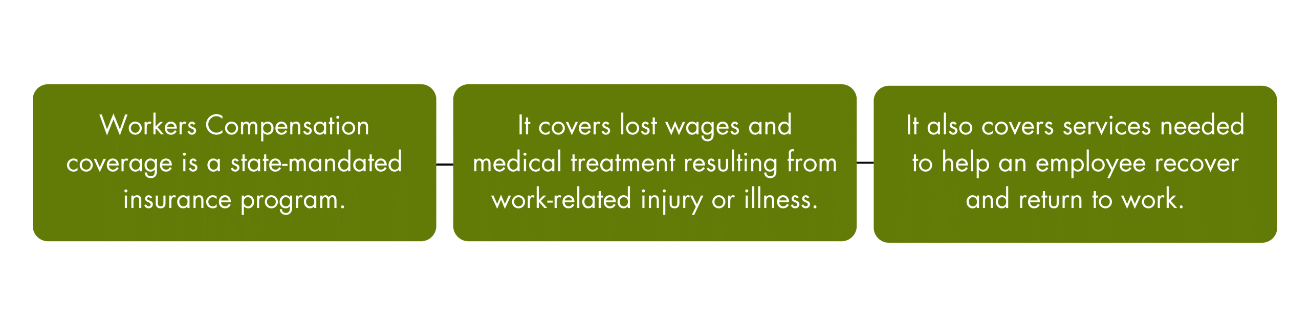 It covers lost wages and medical treatment resulting from an employee’s work-related injury or illness. (72 x 18 in)